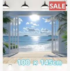 SALE タペストリー 背景布 おうちフォト テラス ビーチ 海 100×145