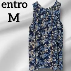 美品✨ ノースリーブ チュニック フラワープリント 【M】ネイビー