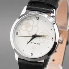 美品 CLATHAS ラウンド 花柄 腕時計 電池新品 新品ベルト クォーツ