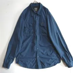 2623　Columbia　長袖フィッシングシャツ　L　艶無紺　通気口　US古着