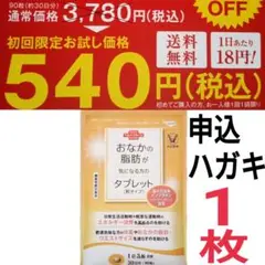 おなかの脂肪が気になる方のタブレット　申込ハガキ　お試しハガキ