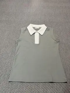LENAN ルナンゴルフ　グレーグリーン　ノースリーブポロシャツ M