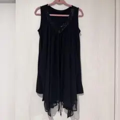 新品未使用　ロートレアモン ブラック　ノースリーブ　シフォン　カットソー　38