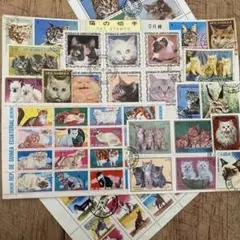 猫の切手　CAT STAMPS 外国切手　消印済み