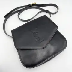 極美品 イヴ・サンローラン ショルダーバッグ YSLロゴ レザー 黒 ブラック