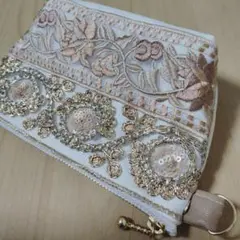 【削除予定】インド刺繍リボンのポーチ　16cmファスナー