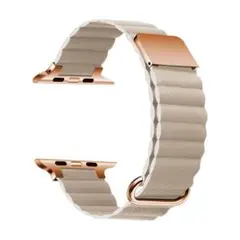 【f1】 Apple Watch マグネット式 PUレザー バンド　ベージュ