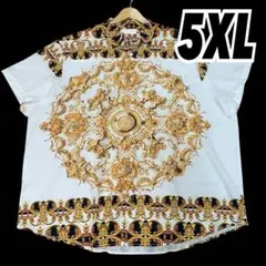 (534)5XL メンズシャツ　ド派手　バロック&チェーン柄　ビックサイズ　6L