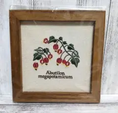 salut! サリュ! 刺繍パネル 美品 木製額 帆布ししゅう ウキツリボク