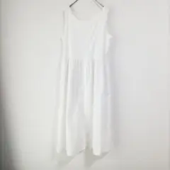 〈ジーユー〉ノースリーブワンピース　白　シャツ　夏　L