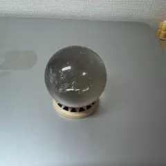 スモーキーグレー水晶球 木製ベース付き