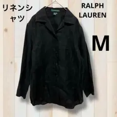 RALPH LAUREN シャツ　M　ブラック　リネン 80年代物　ヴィンテージ