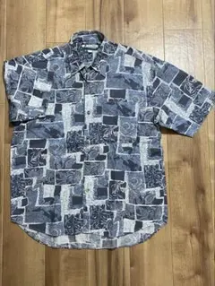 FISH HAWK パターンプリント 総柄シャツ 半袖シャツ メンズ L 綿