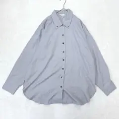u60【レオワルツ】総柄デザインシャツ　ゆったり　グレー　L