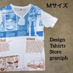 前衛建築家集団アーキグラム×グラニフのコラボTシャツ　サイズM　総柄　Vネック