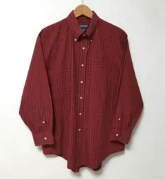 【極美品】LANDS' END　90s香港製　長袖　チェックシャツ　XL