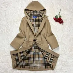 美品 バーバリーブルーレーベル ダッフルコート ノバチェック キャメル 40