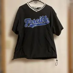 Forcible Vネックスポーツシャツ ブラック トップス