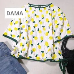 DAMA collection　美品　カットソー　ブラウス レモン柄　1サイズ