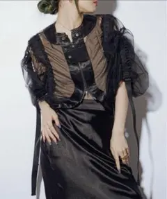 Ezickシャーリングシースルーブルゾン
