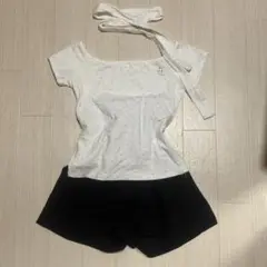 ドット柄オフショルダーTシャツ y2k 韓国 平成ギャル