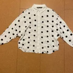 極美品　ZARA ザラ　ドルマン　長袖　立体ドット柄　ブラウス