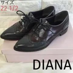 DIANA レースアップシューズ エナメル バイカラー ローファー 22.5cm