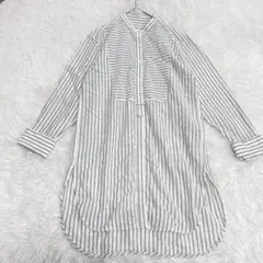 イネド　INÉD　ストライプチュニック 五分袖 白　黒　グレー　Ｍ　美品