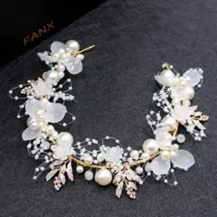 【ラスト1点】結婚式 ウェディング ヘッドドレス ヘア アクセ パール ゴールド