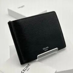 ◇セリーヌ◇レザー/ロゴ/マネークリップ/ブランド/ブラック 美品】セリーヌ マネークリップ 現行 ビルクリップ レザー ロゴ
