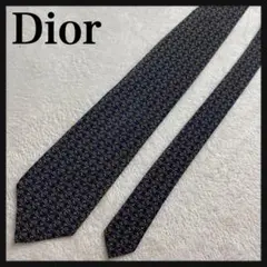 【高級】Dior ディオール ビジネス ネクタイ ネイビー系 総柄 派手