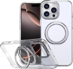 iPhone16 Proケース 360度回転スタンド付き（クリア）