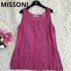美品 MISSONI ミッソーニ ストライプ ノースリーブ ピンク
