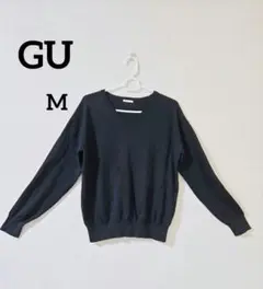 【GU】黒 Vネック ニット 長袖