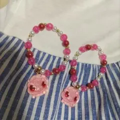 ピンクビーズキャラクターブレスレット2個セット
