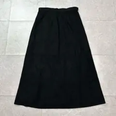 フレアスカート ミモレ丈 ストレッチ 後ろゴム 透け感あり ブラック 春夏 M