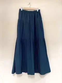 フレア　ティアード　スカート　ロングスカート　グリーン　緑　裏地あり