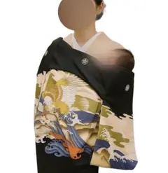 お宮参り　産着祝着　着物　黒　刺繍　男の子　襦袢付き　長襦袢　掛け着