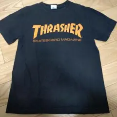 THRASHER ブラック Tシャツ Sロゴオレンジ