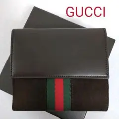 ABZ09 グッチ 美品 シェリーライン Wホック財布 箱付き