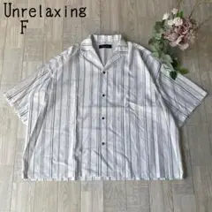 【Unrelaxing】開襟　オープンカラー　メンズ半袖シャツ　ストライプ　白