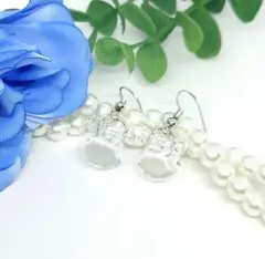 ♥855✨シルバー✨クリア すずまるビーズ ピアスorイヤリング