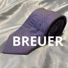 BREUER 薄いパープルと赤の幾何学模様フランスデザイン イタリア製ネクタイ