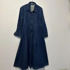 アンドマイラandmyera デニムシャツワンピース ダークブルー ネイビー長袖