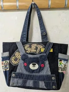 肩掛け✨️くま❣️ハンドメイド　デニムリメイクトートバッグ