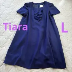 【最終SALE】ティアラ ネイビー 半袖 ワンピース フリルデザイン　チェニック