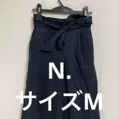 N. M リボン付きブラックガウチョパンツ カジュアル (0580)