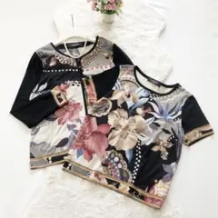 LEONARD*レオナール　アンサンブル　2点セット　シルクウール　花柄　LL