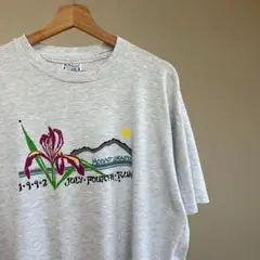 90s USA製 花柄 山 プリントTシャツ 半袖 XLサイズ vintage
