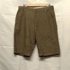 パパス　papas リネン　麻　ハーフパンツ　古着　ブラウン　L